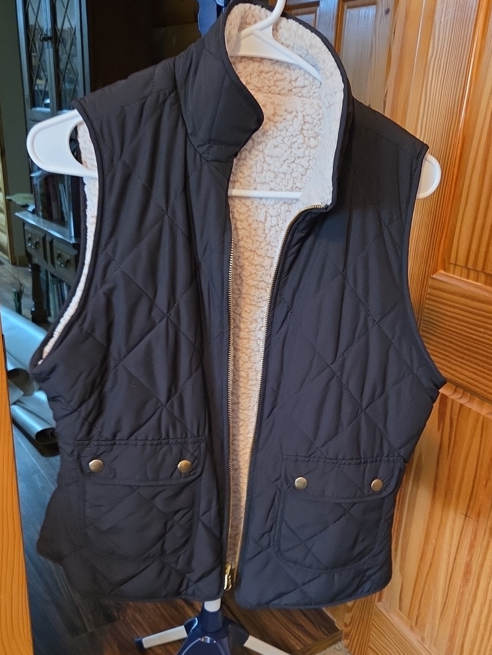 Quilted Black Sherpa-Lined Vest